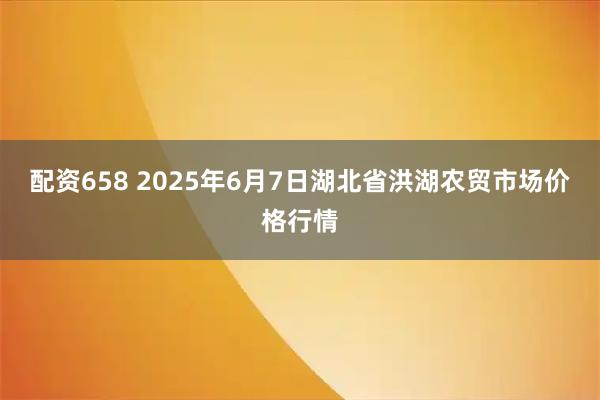 配资658 2025年6月7日湖北省洪湖农贸市场价格行情