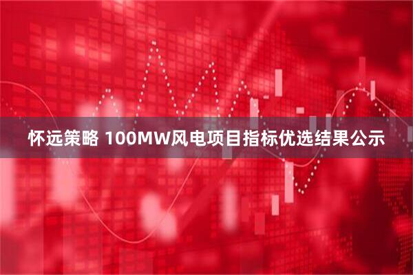 怀远策略 100MW风电项目指标优选结果公示